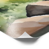 Watercolor painted waterfall foto afdruk (Hoek)