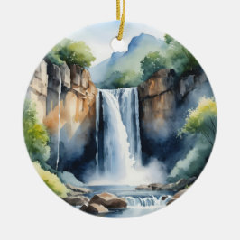 Watercolor painted waterfall keramisch ornament