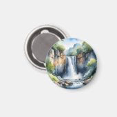 Watercolor painted waterfall magneet (Voorkant / Achterkant)