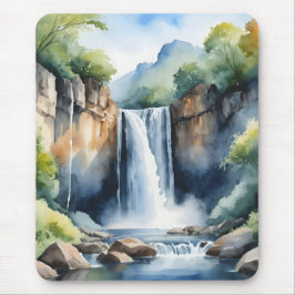 Watercolor painted waterfall muismat