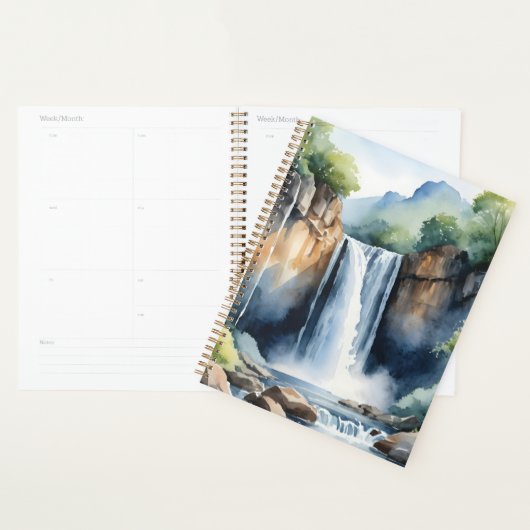 Watercolor painted waterfall planner (Display)
