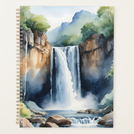 Watercolor painted waterfall planner
