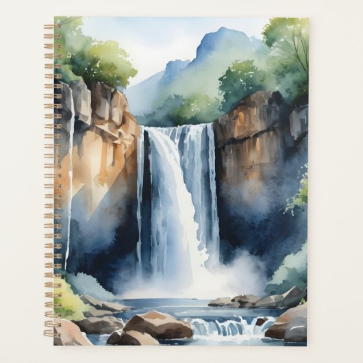 Watercolor painted waterfall planner (Voorkant)