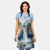 Watercolor painted waterfall schort (Gedragen)