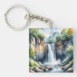 Watercolor painted waterfall sleutelhanger