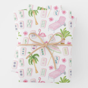 Watercolor Palm Beach Mahjong Inpakpapier Vel