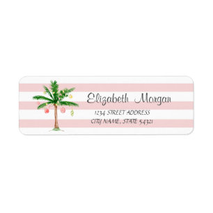 Watercolor Palm Kerstmis, Strepen Etiket