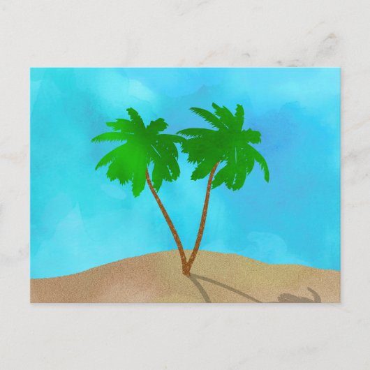 Watercolor Palm Tree Beach Scène Collage Carte pos (Devant)