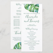 Watercolor Palmblad - huwelijksprogramma voor een Programma (Voorkant / Achterkant)