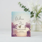 Watercolor Palmenstrand Aankondigingskaart (Staand voorkant)