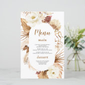 Watercolor Pampas Grass Ivory Floral Menu (Debout devant)