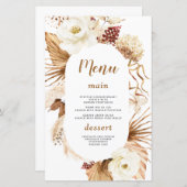 Watercolor Pampas Grass Ivory Floral Menu (Devant / Derrière)