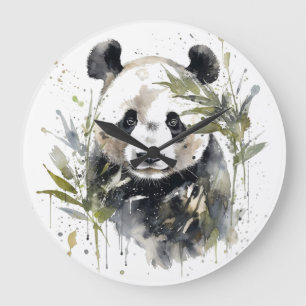 Watercolor Panda Tuin Grote Klok