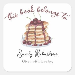 Watercolor Pannenkoeken Baby Shower ex-libris Vierkante Sticker
