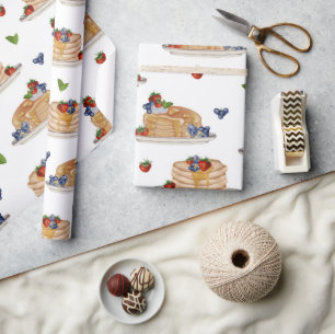 Watercolor Pannenkoeken Bessen Ontbijt Brunch Cadeaupapier