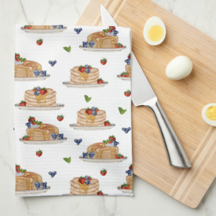 Watercolor Pannenkoeken Bessen Ontbijt Brunch Theedoek