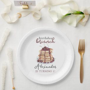 Watercolor Pannenkoeken Verjaardagsfeest Papieren Bordje