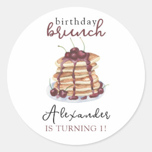 Watercolor Pannenkoeken Verjaardagsfeest Ronde Sticker