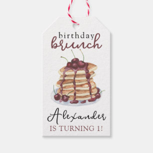 Watercolor Pannenkoeken Verjaardagsfeestje Cadeaulabel