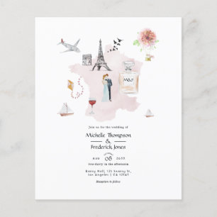 Watercolor Parijs Bestemming Trouw Monogram Flyer
