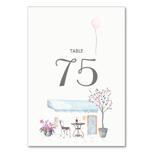 Watercolor Paris Mariage Numéro de table (Par défaut)