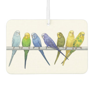 Watercolor Parkieten op een Tak – Kleurrijke Grasp Luchtverfrisser