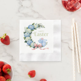 Watercolor Pasen Hydrangea Krans Mooie Konijn Servet