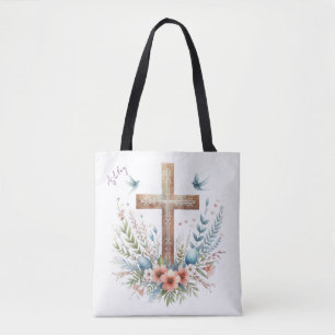 Watercolor Pasen Kruis Gepersonaliseerd Draagtas