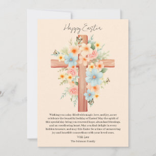 Watercolor Pasen Kruis Gepersonaliseerd Feestdagenkaart