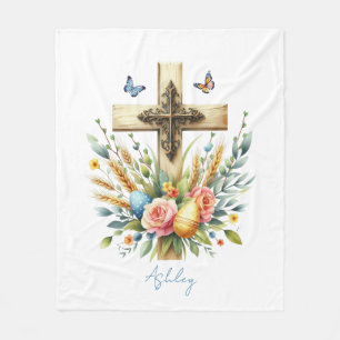 Watercolor Pasen Kruis Gepersonaliseerd Fleece Deken