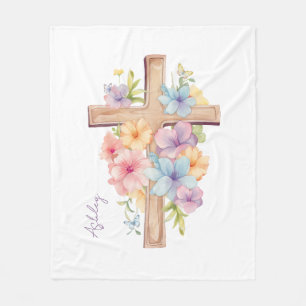 Watercolor Pasen Kruis Persoonlijk Fleece Deken