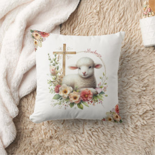 Watercolor Pasen Lam Met Naam Kussen