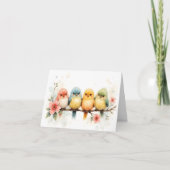 Watercolor Pastel Birds Blank Note Card (Devant)