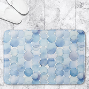 Watercolor Pastel Blau Witte Cirkels Patroon Badmat