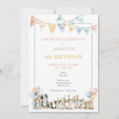 Watercolor Pastel Dogs Puppies Birthday Invitation (Devant)