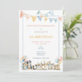 Watercolor Pastel Dogs Puppies Birthday Invitation (Debout devant)