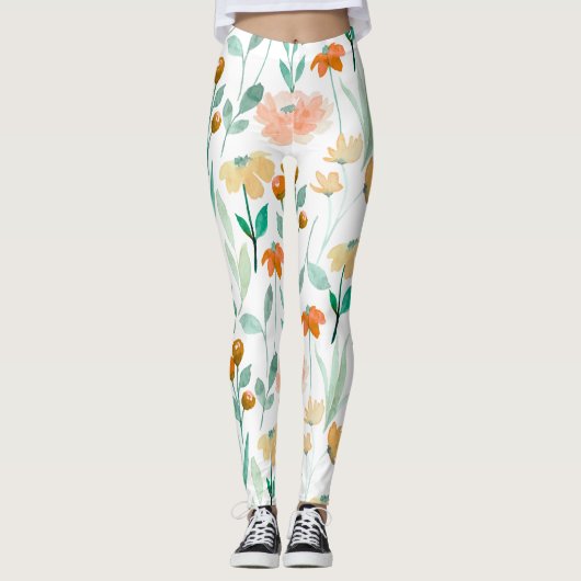 Watercolor Pastel Lente Bloemstuk leggings (Voorkant)