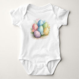 Watercolor Pastel Paaseieren met Bloemen  Romper