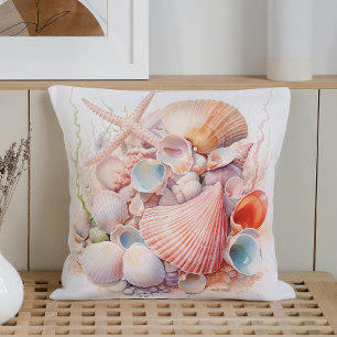 Watercolor Pastel Schelpen Kussen
