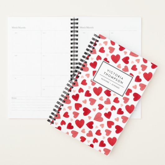 Watercolor Patchwork Red Hearts Pattern (Devant avec enveloppe)