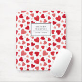 Watercolor Patchwork Red Hearts Pattern Muismat (Met muis)