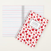 Watercolor Patchwork Red Hearts Pattern Notitieboek (Binnen)
