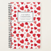 Watercolor Patchwork Red Hearts Pattern Planner (Voorkant)