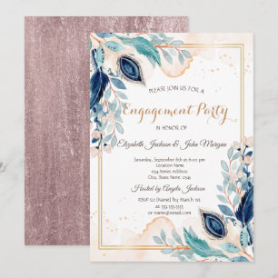 Watercolor Pauw Bloemen Uitnodiging voor de Verlo