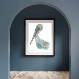 Watercolor Pelican Poster