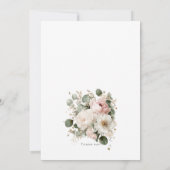 Watercolor peonies elegant wedding invitation kaart (Achterkant)