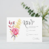 Watercolor Peonies Gold Wedding Cartes RSVP (Debout devant)
