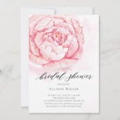 Watercolor Peonies Invitation de la douche nuptial (Devant)