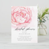 Watercolor Peonies Invitation de la douche nuptial (Debout devant)