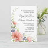 Watercolor Peony Mariage Invitations (Debout devant)